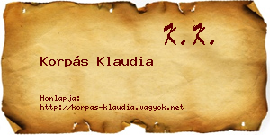 Korpás Klaudia névjegykártya
